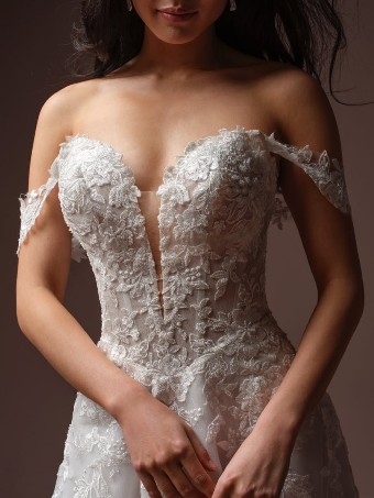 Rebecca Ingram BERNADINE #2 All Ivory (gown with Ivory Illusion) thumbnail